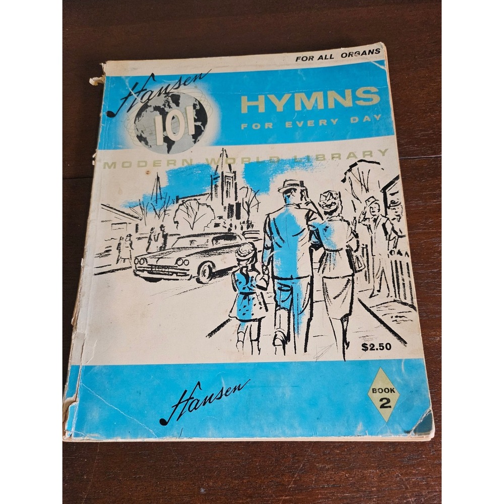 Hansen 101 Hymns For Every Day Sheet Music Book Blue Vintage 1962 Organ Book 2